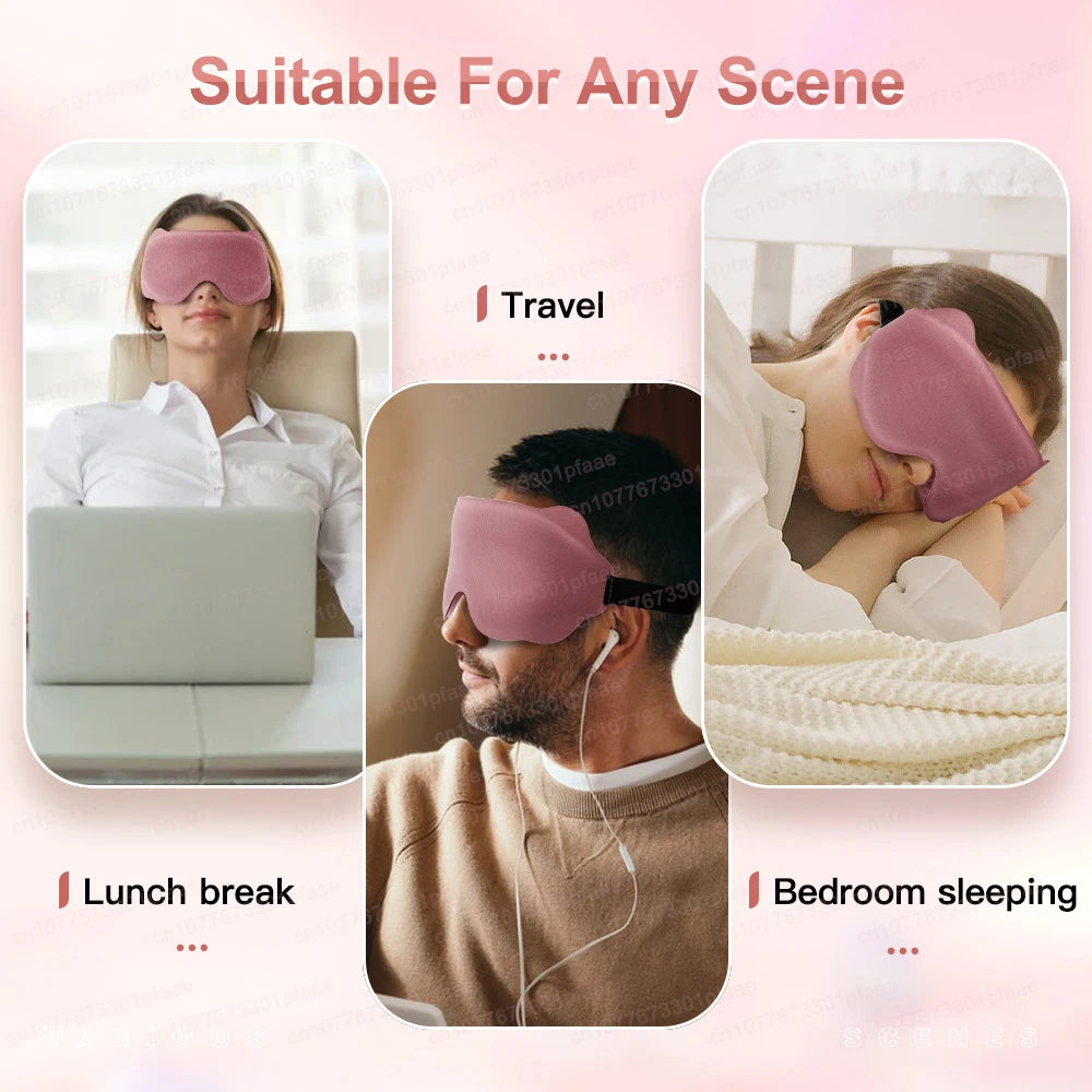 3D Sleep Mask Memory Foam Blockout Light Eyeshade Portable Travel Comfort