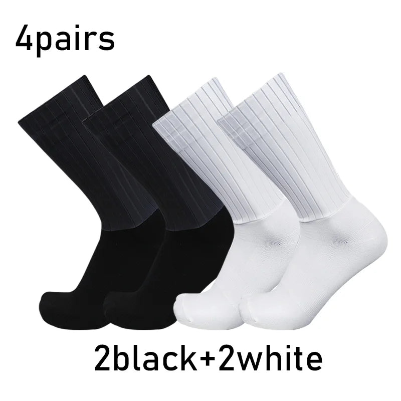 Aero Pure Color Cycling Socks Set 4 Pairs Non Slip Cool