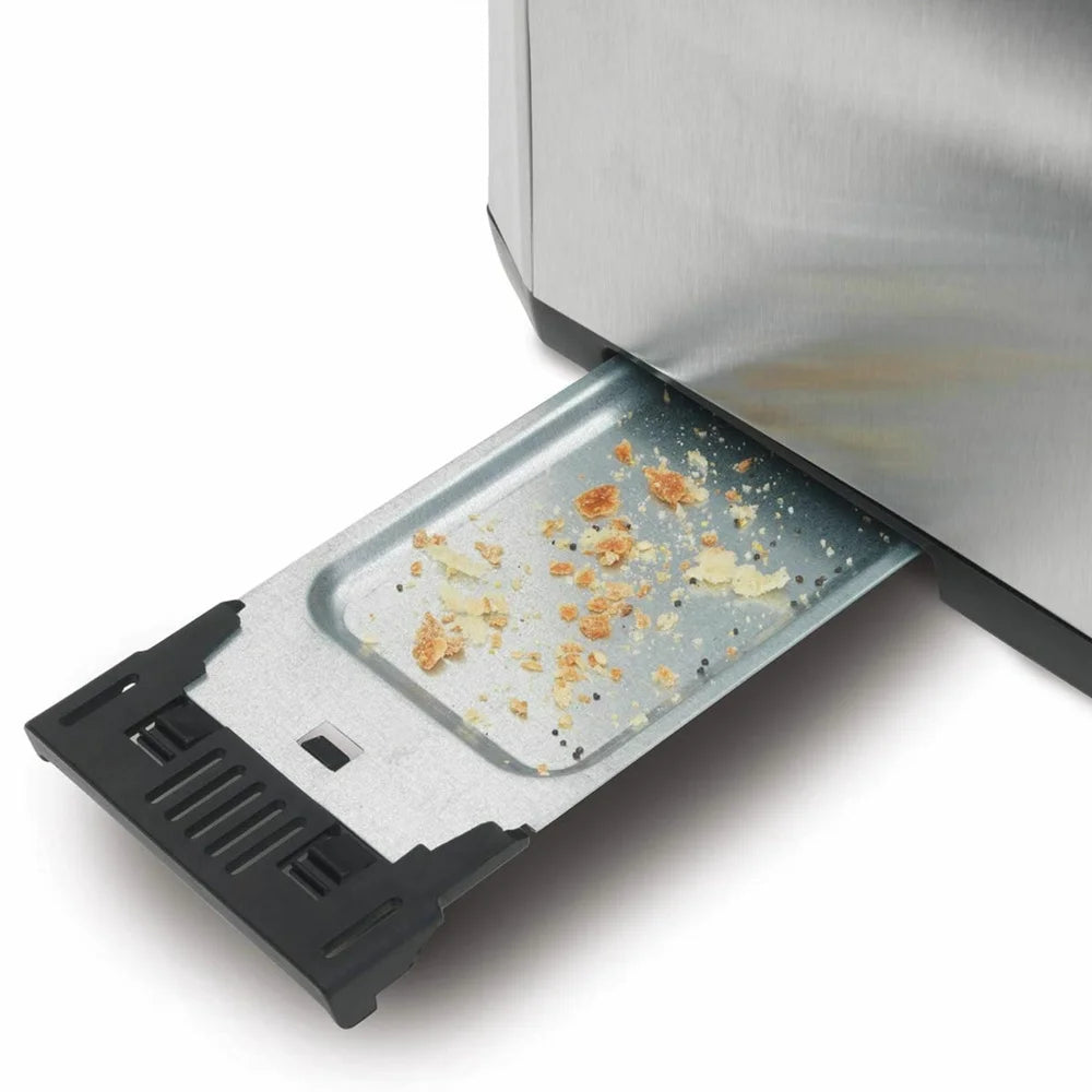 Brushed Stainless Steel 4 Slice Toaster Extra Wide Slots Toast Boost Auto Shutoff Slide Out Crumb Tray 7 Shade Settings