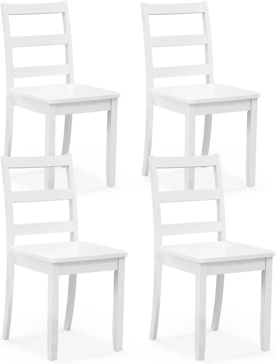 White Farmhouse Wooden Ladder Back Dining Chairs Set Of 4