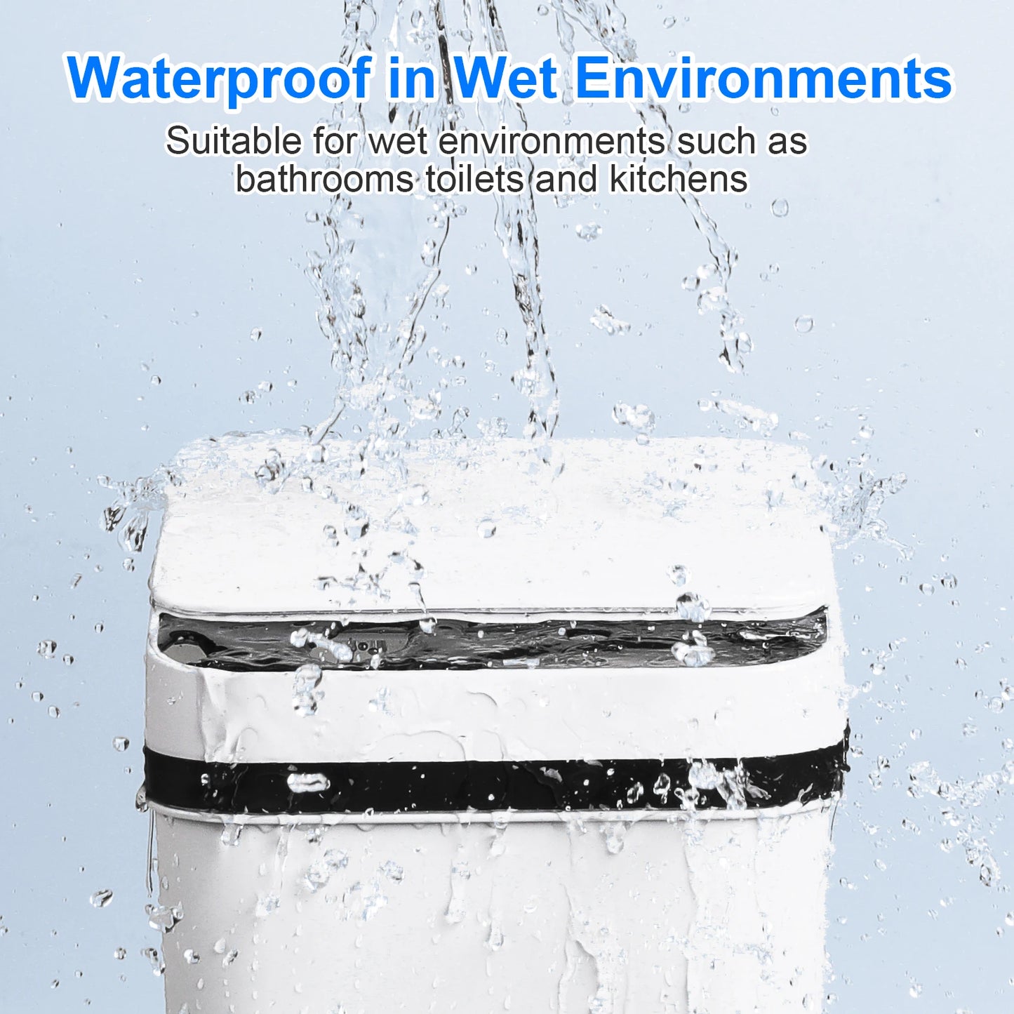 2 Pack 12L Bathroom Slim Touchless Motion Sensor Trash Cans With Lid White