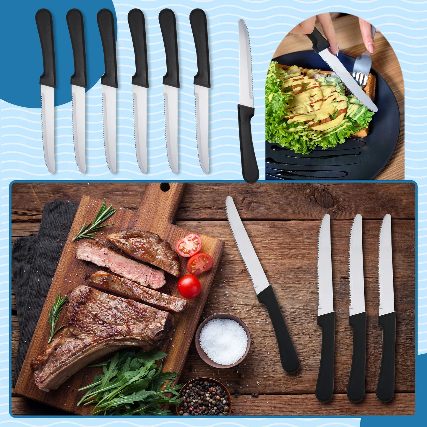 Hansmart 36 Piece Steel Steak Knife Set Plastic Handles Dishwasher Safe