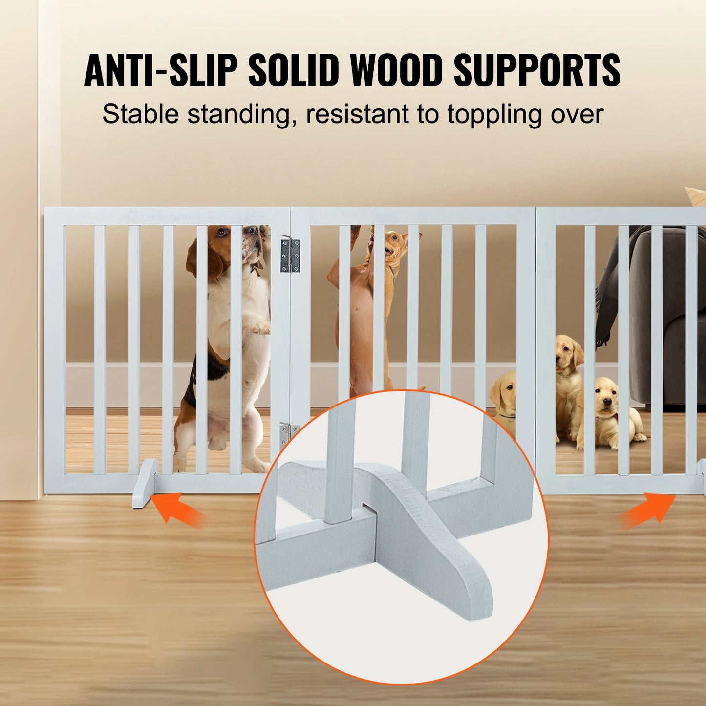 SucceBuy Free Standing Dog Gate 3 Panels Foldable for Narrow Passages