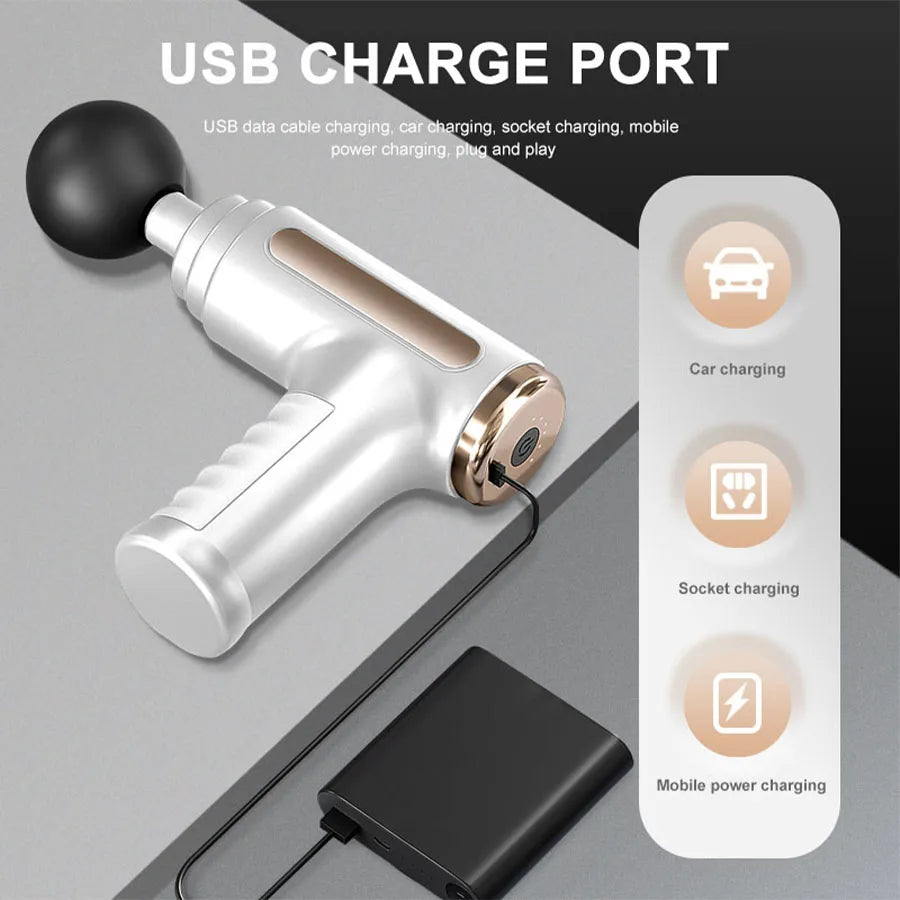 Fascia Electric Massage Gun With 4 Replaceable Heads