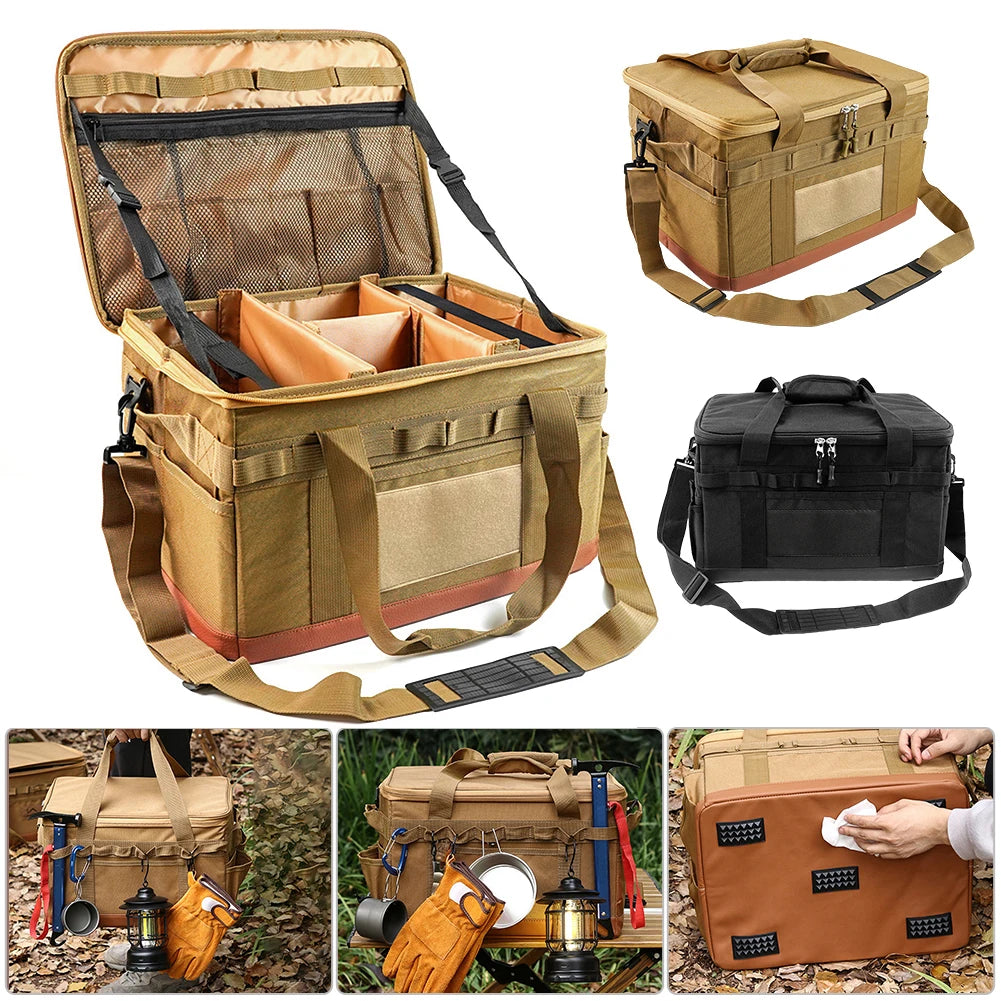 30L Camping Utensil Organizer Collapsible Storage Bag Car Trunk Large Capacity Detachable Multifunctional Stove Case