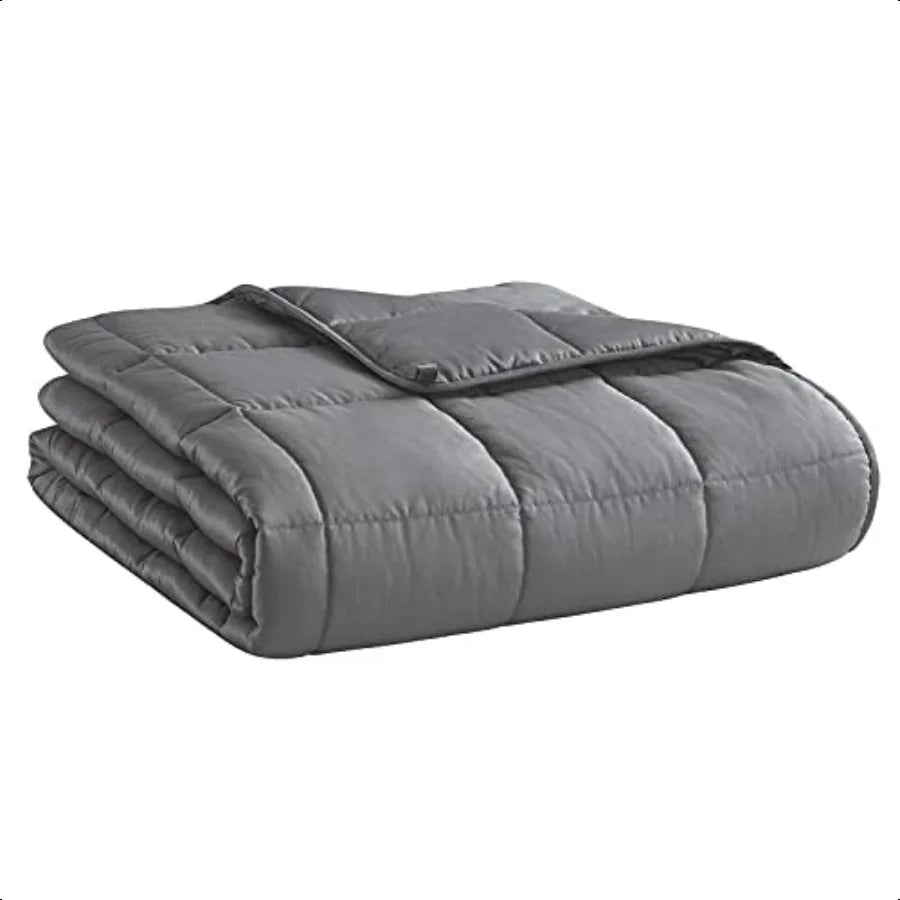 Weighted Cotton Blanket For Adults Dark Grey 48x72 Inches 15 Lb Twin Full Size