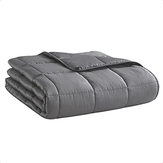 Weighted Cotton Blanket For Adults Dark Grey 48x72 Inches 15 Lb Twin Full Size