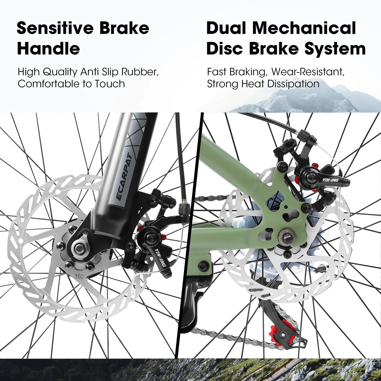 Ecarpat 27.5 Inch Mountain Bike 21 Speed Steel Frame Hardtail Disc Brakes