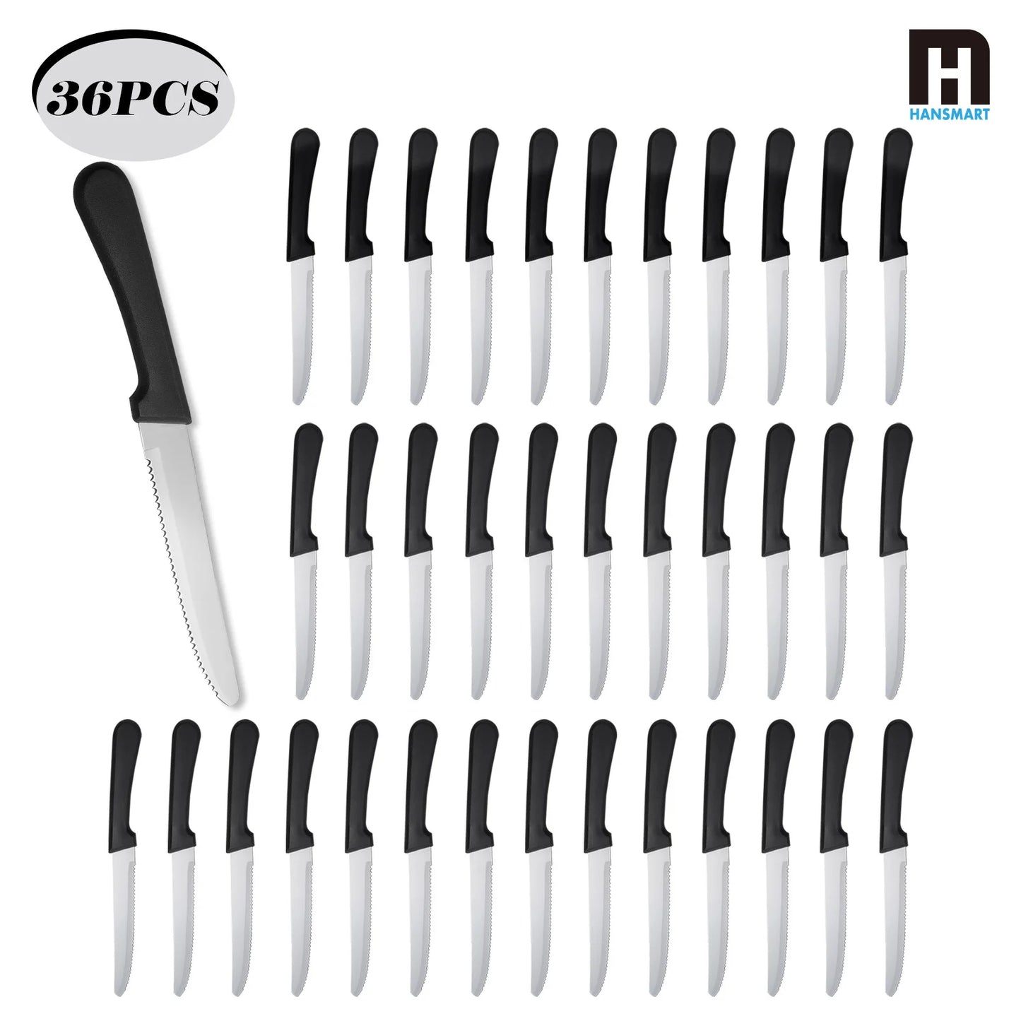 Hansmart 36 Piece Steel Steak Knife Set Plastic Handles Dishwasher Safe