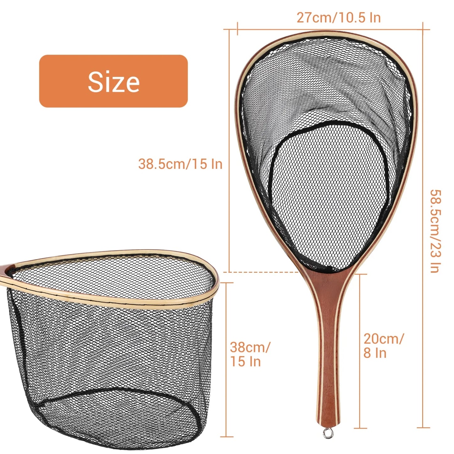 Wooden Frame Fly Fishing Net For Trout Catch And Release