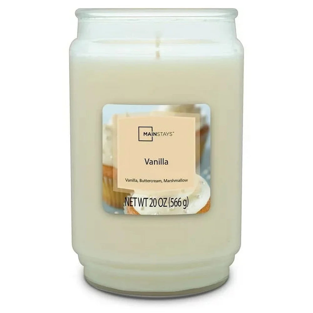 Vanilla Scented Large Glass Candle With Single Wick 100-120 Hour Burn Time