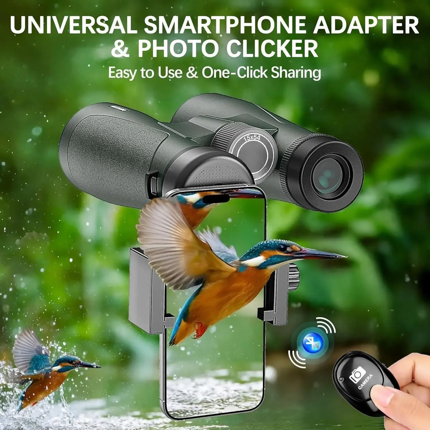 Z 15x54 Binoculars High Powered Harness Bluetooth Remote