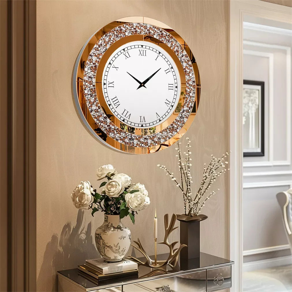 Luvodi 32 Inch Modern 3D Wall Clock Diamond Roman Numerals