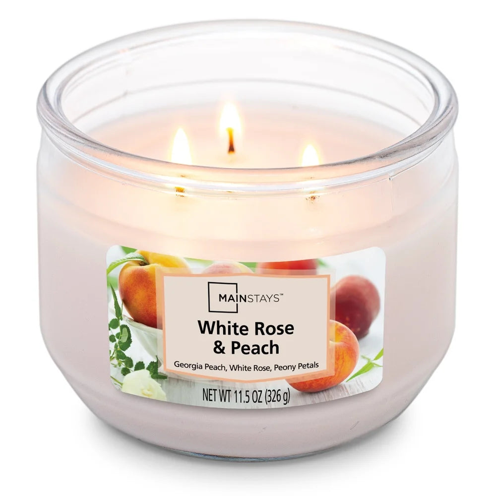 2 Pack White Rose Peach Scented Candles 3 Wick 11.5 Oz Home Decor Gift