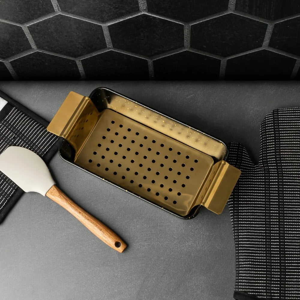 4 Pack Non Stick Loaf Pan Set With Gold Stainless Steel Trivet Innovative Bakeware For Perfect Bread And Meatloaf