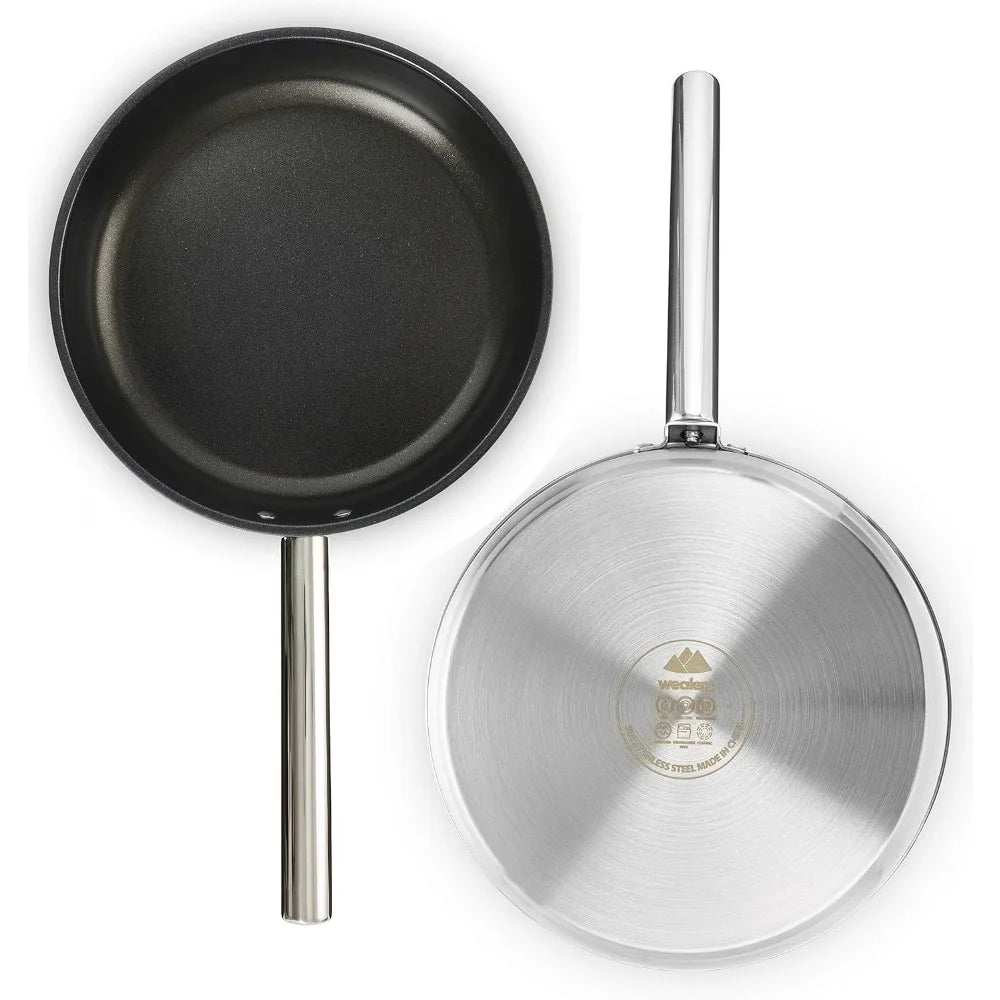 Camping Cookware Set 304 Stainless Steel 8 Piece Pot And Pan With Travel Tote