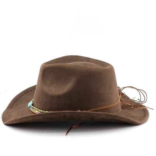 Vintage Inspired Polyester Cowboy Hat With Distressed Finish And Concho Detailing