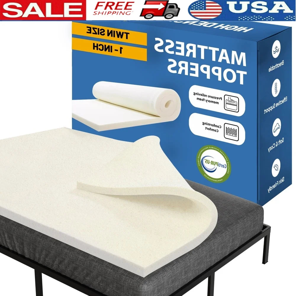 Twin High Density Mattress Topper With Cooling For Comfort And Pressure Relief