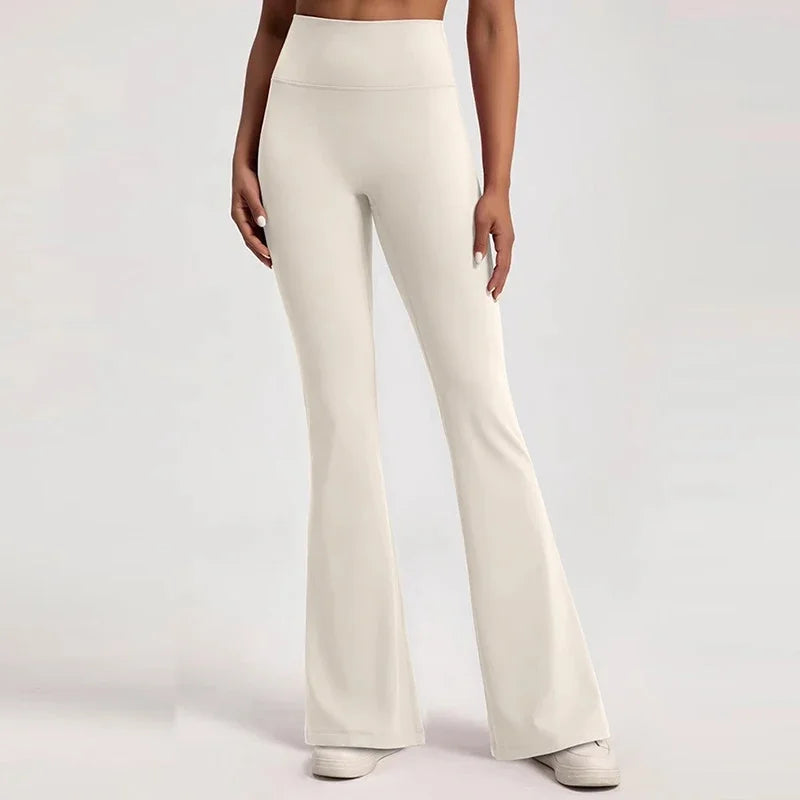 Women's High-Waisted Flared Pants, Elastic Waist, Cinching Hip-Lifting, Casual Yoga Pan for All-Season Exercise and Outdoor Wear