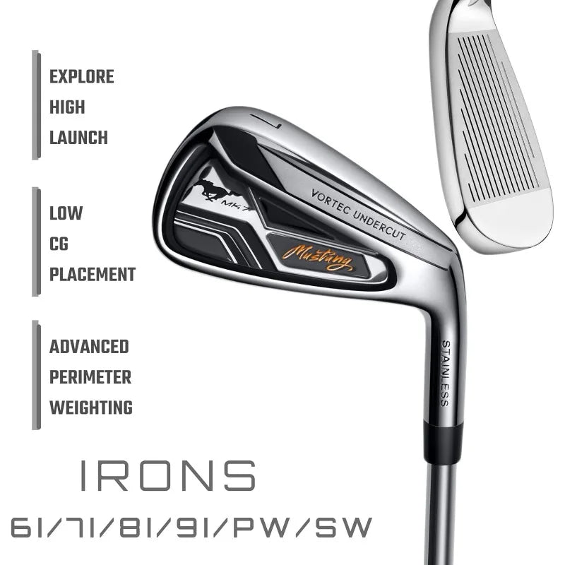 PGF Men's Mustang MK7 Complete Golf Club Package Set [Flex:Regular][14-Pieces]