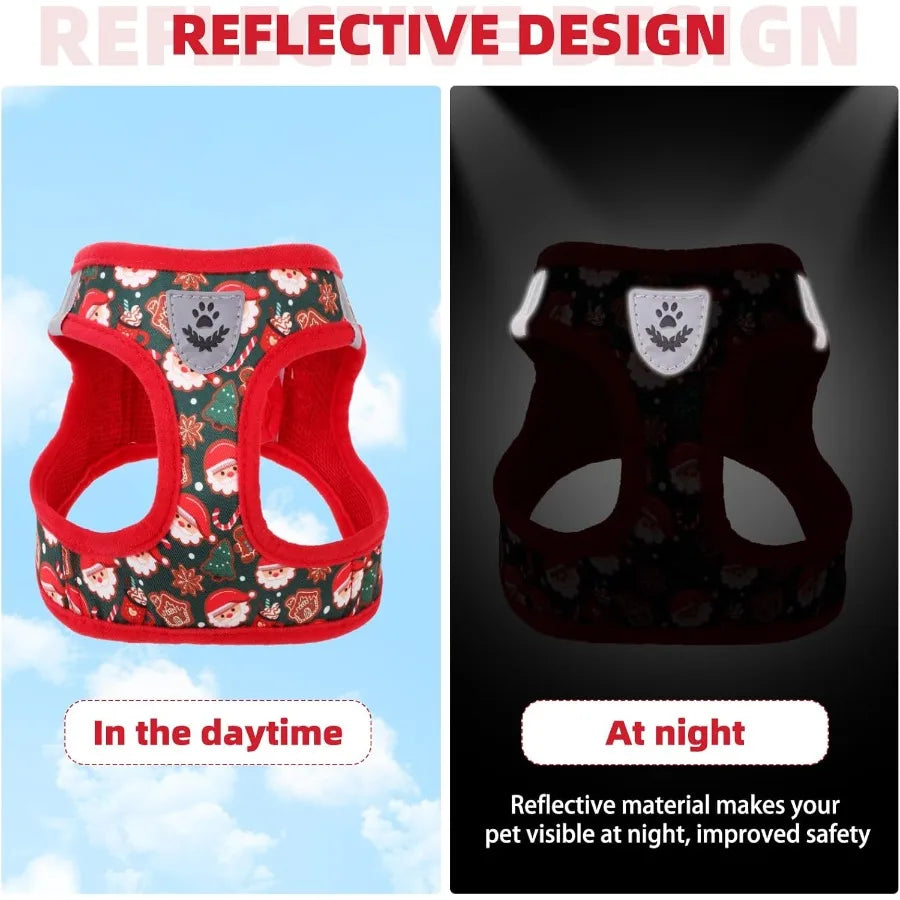 Christmas Dog Harness Medium Step In NoPull Soft Mesh Adjustable Vest Reflective