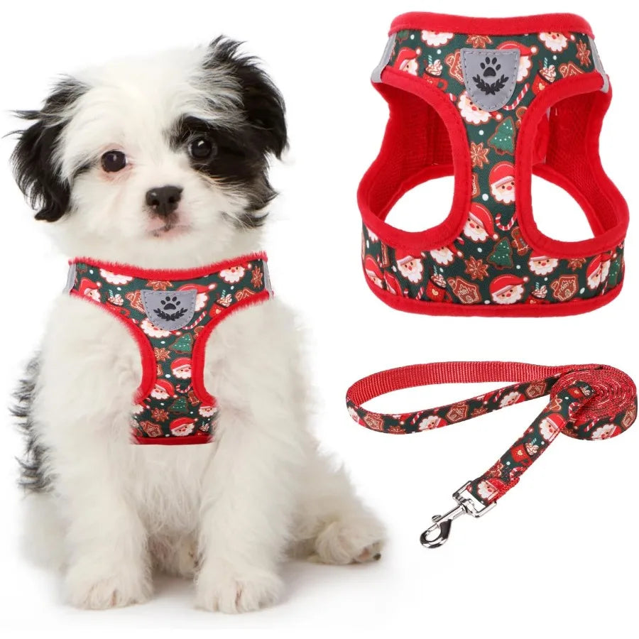 Christmas Dog Harness Medium Step In NoPull Soft Mesh Adjustable Vest Reflective