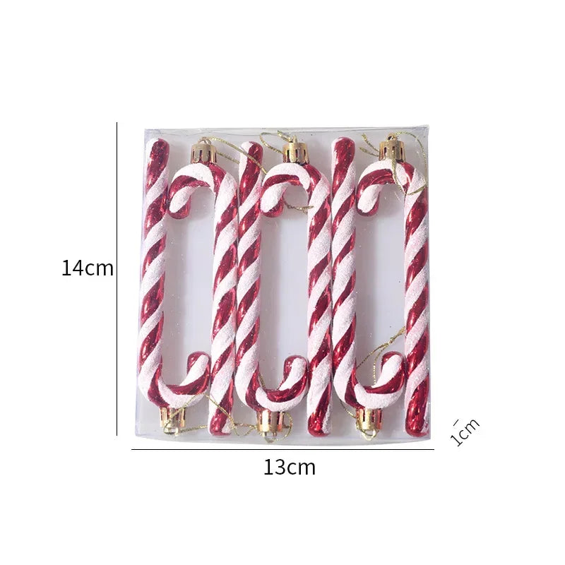 6 Pcs 2025 Christmas Lollipop And Candy Cane Ornaments For Tree Decor And Gift