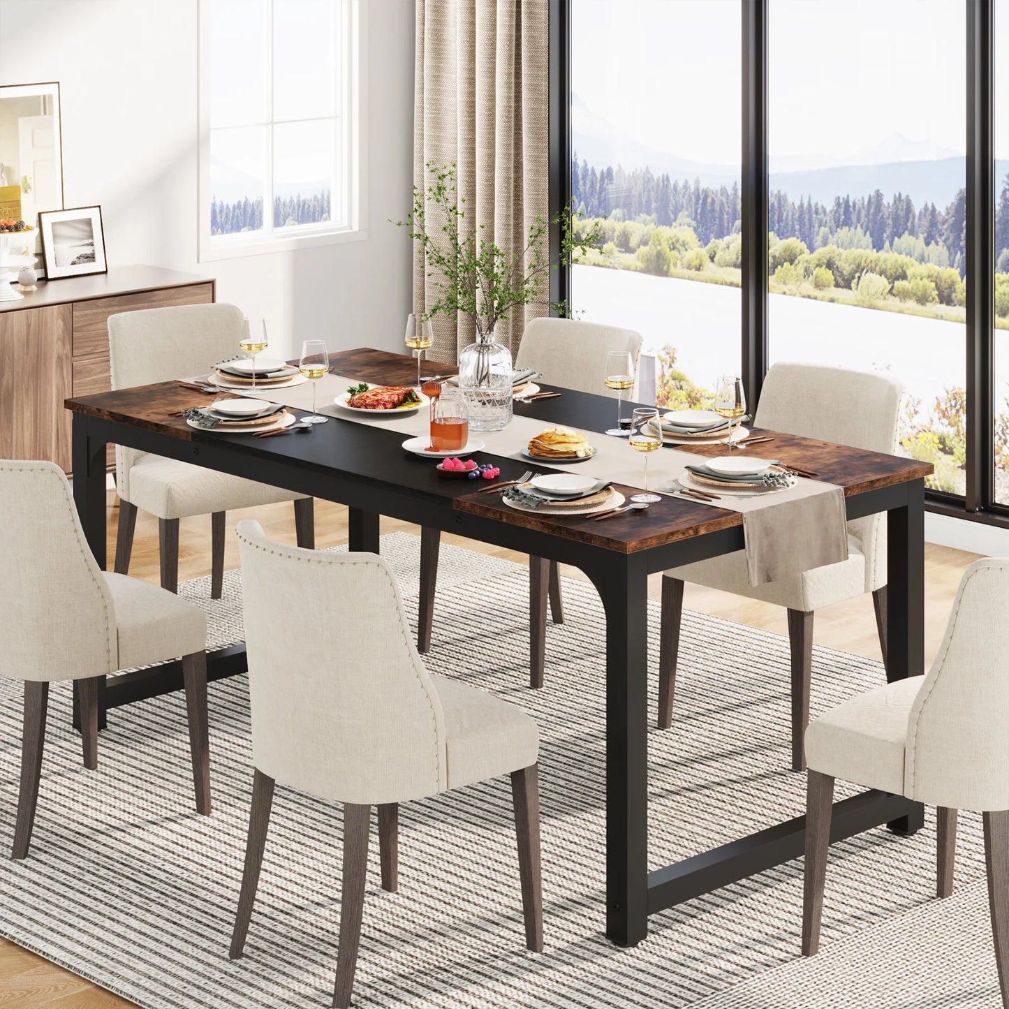 Tribesigns Dining Table Industrial Kitchen Table For Six To Eight People