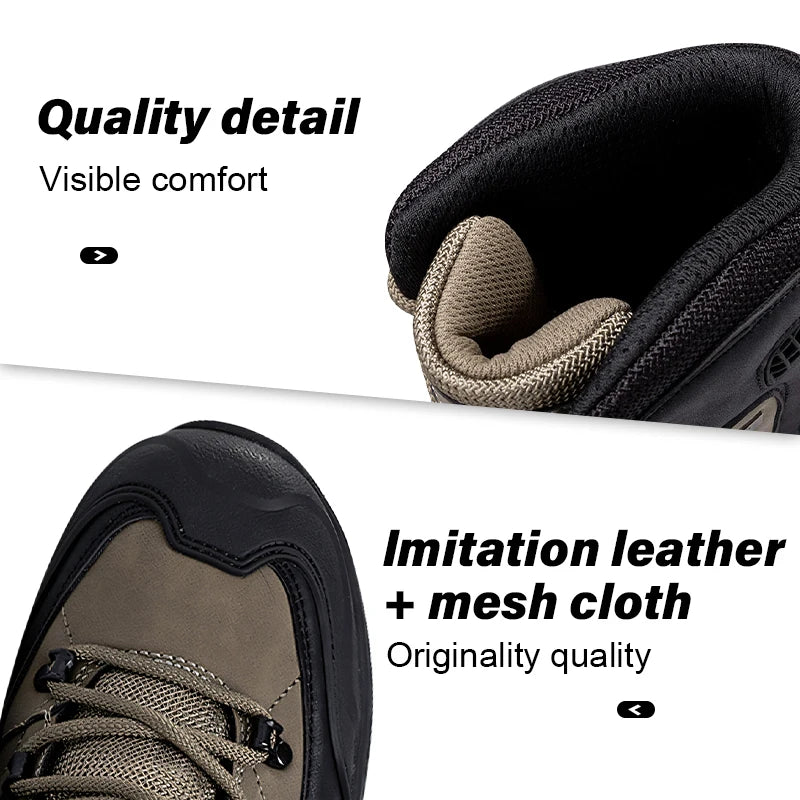 Mens Hiking Boots Waterproof Breathable Mountain Climbing Shoes Lace Up Outdoor