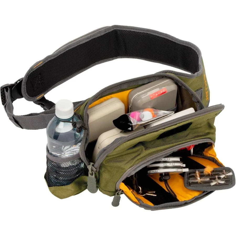Cedar Creek Fly Fishing Sling Pack Fits 4 Tackle Boxes Gray Lime Olive Green