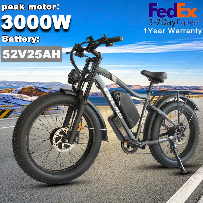 Orlms MX500 Electric Bike Dual Motor 3000W 52V 25Ah Tires