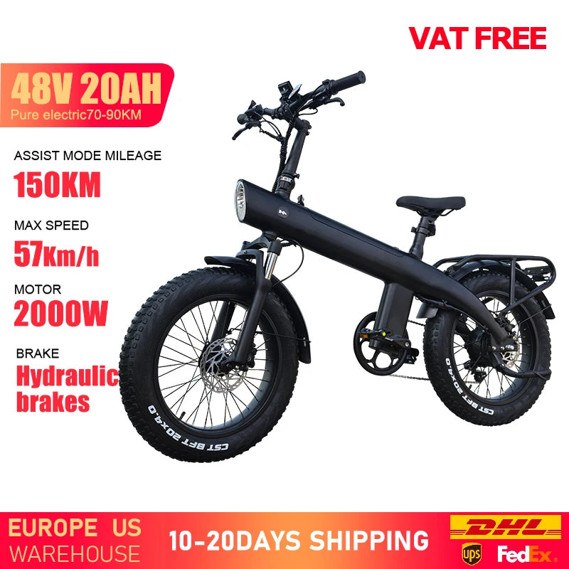 HX Q3 E Bike 2000W 48V 20Ah Fat Tire 20Inch Mountain Bike