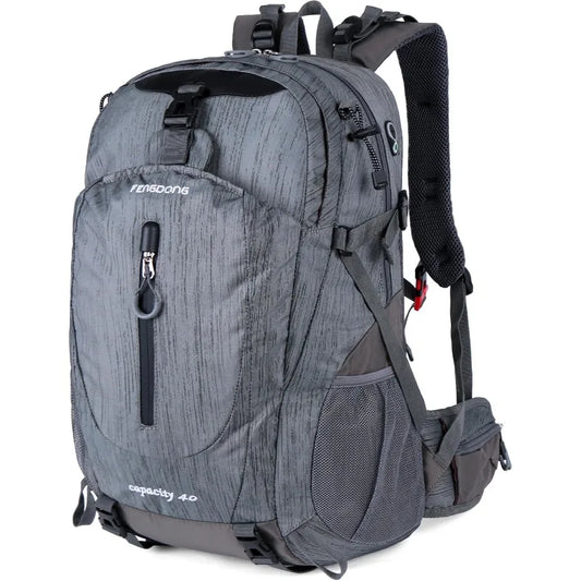 40L Waterproof Hiking Backpack For Men Women Outdoor Gray