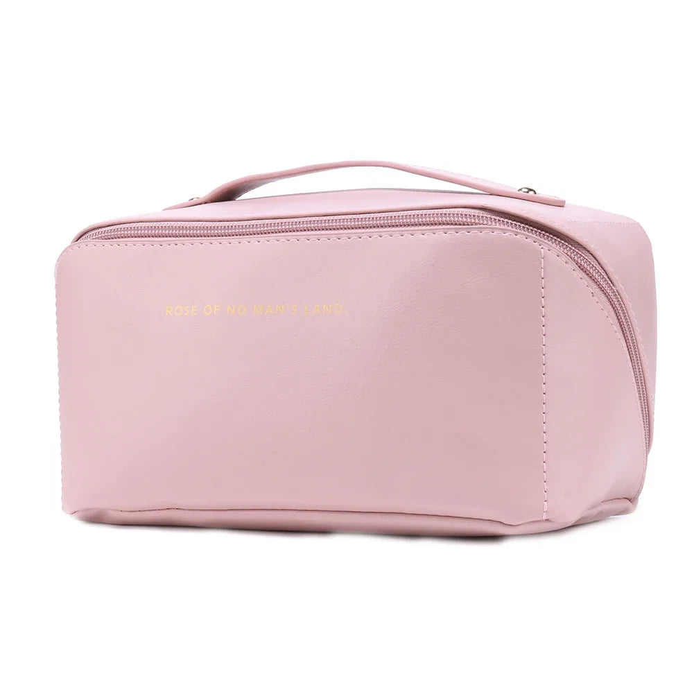 Women Large Capacity Leather Cosmetic Bag Travel Organizer