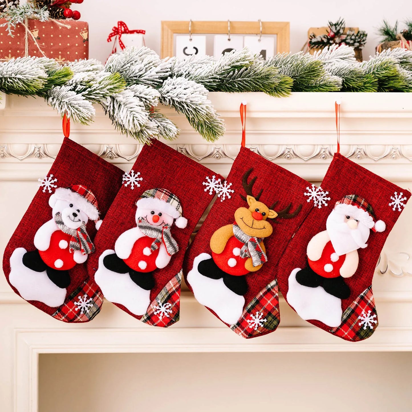 Embroidered Snowman Christmas Stockings For Fireplace Decor 2025 Gift