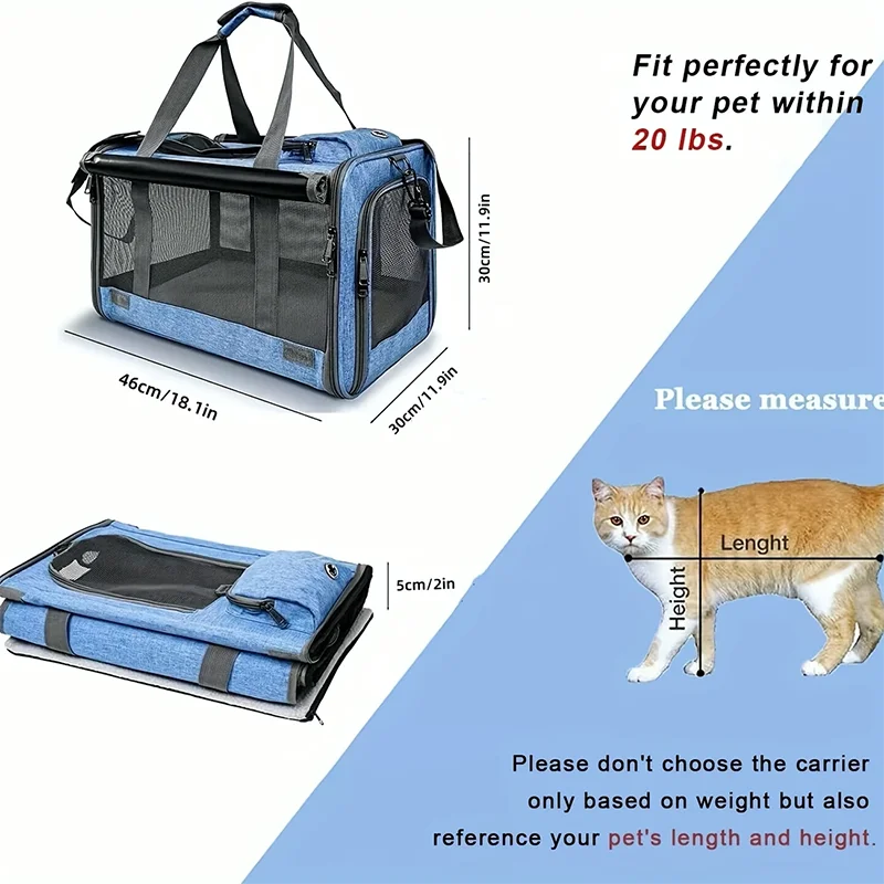 Breathable All Round Pet Carrier Bag For Cats And Dogs Portable Airline Approved