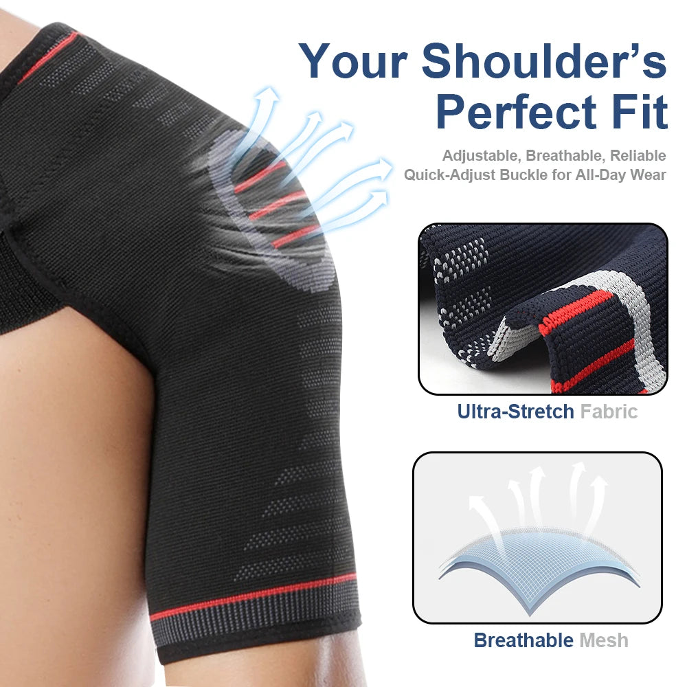 Adjustable Compression Shoulder Brace Sleeve For Sports And Fitness Pain Relief Breathable Lycra Material