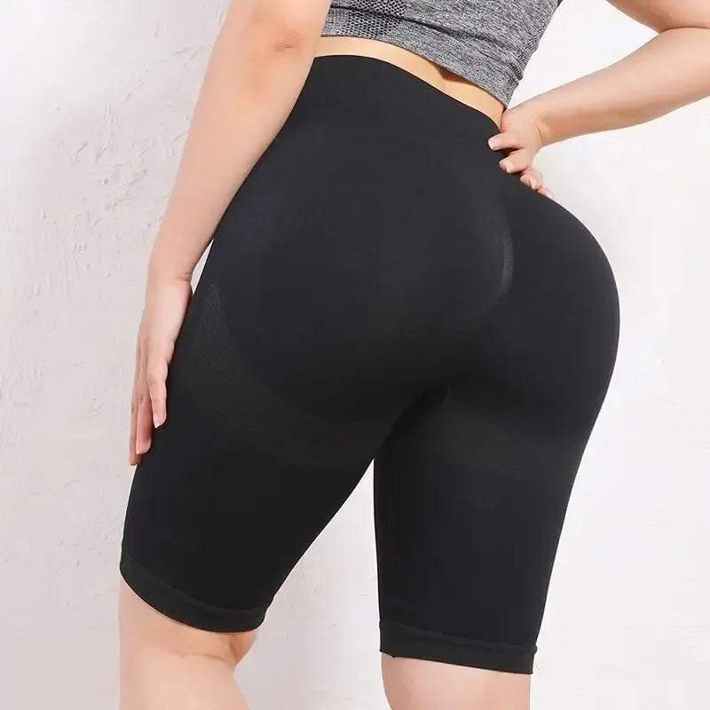 Women Elastic Yoga Shorts High Waist Seamless Tummy Control