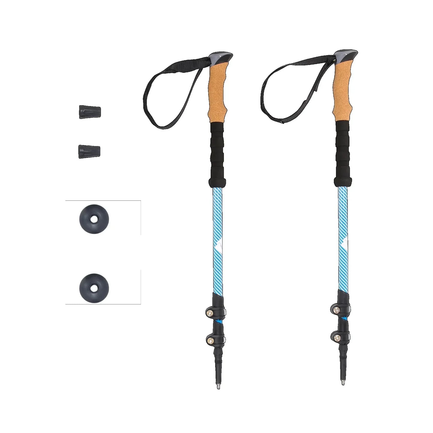 Carbon Fiber Trekking Poles With Quick Lock Adjustable 2 Pack Cork Grips