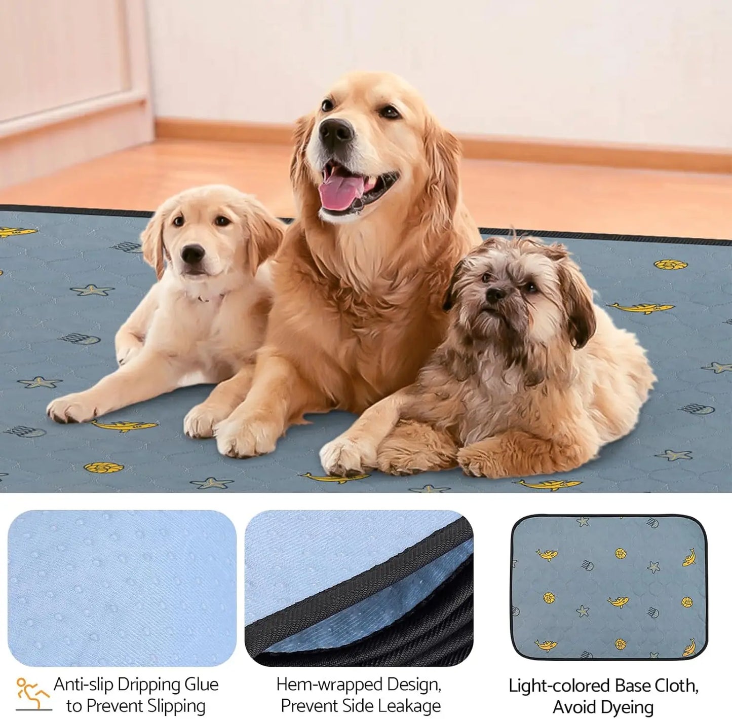 Maxetodo Washable Puppy Pads 2 Pieces 79 By 92 Cm Reusable Urine Pads For Dogs Training Mats Quick Absorbing
