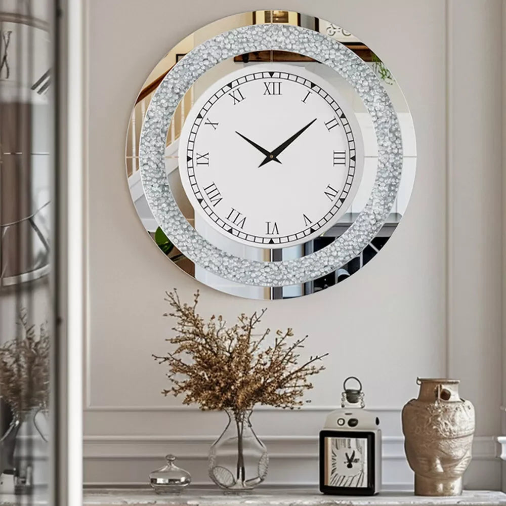 Luvodi 32 Inch Modern 3D Wall Clock Diamond Roman Numerals