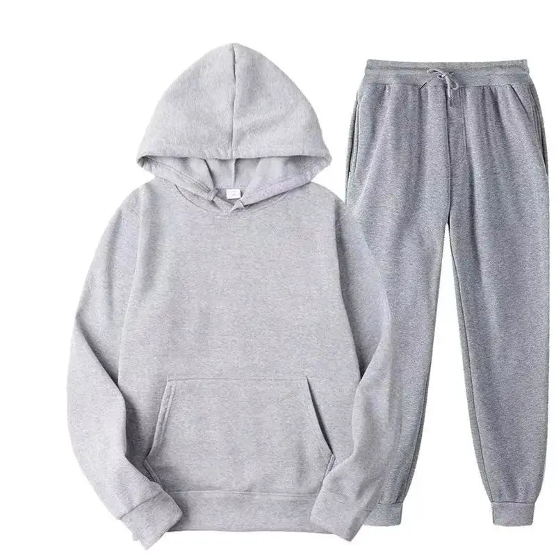 Unisex Thick Fleece Tracksuit Hoodie Set With Pullover And Jogger Pants