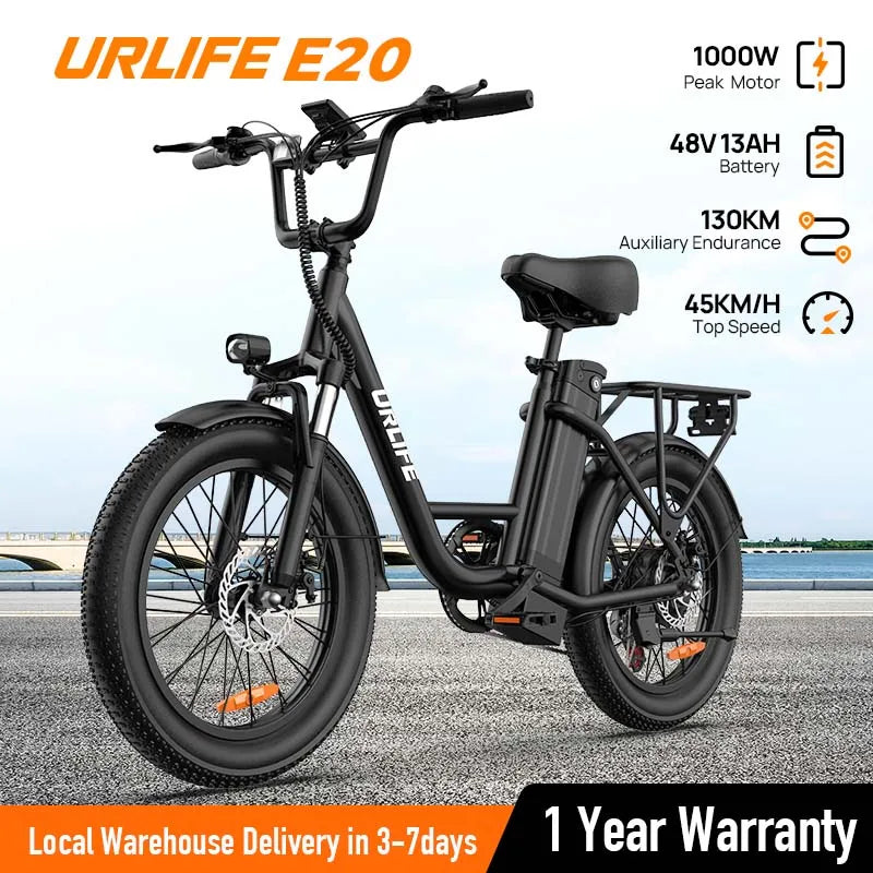 URLIFE 1000W E20 Electric Bike 48V 13Ah Dual Disc Brake