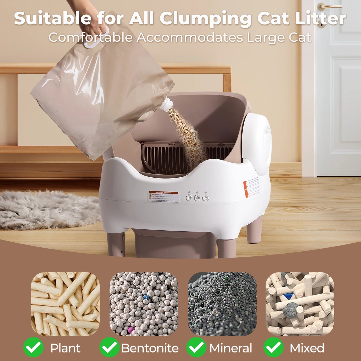 Self Cleaning Litter Box Auto Cat App Odor Free Open Top