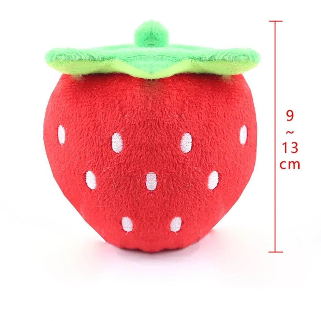 Strawberry Plush Squeaky Pet Toy For Dogs Cats Squeaker