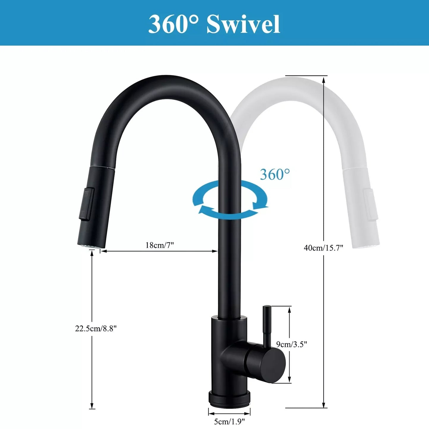 Black Pull Out Sensor Kitchen Faucet With Touch Control 2 Function Single Handle Mixer