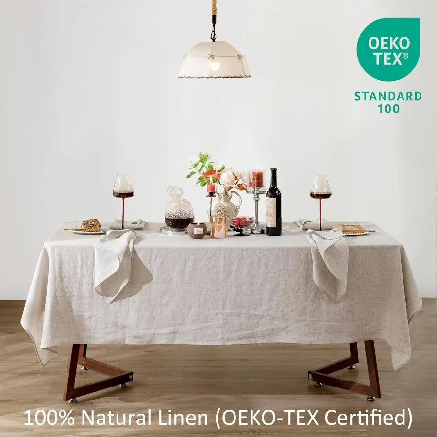 Linen Tablecloth 60x108 Inches 100 Percent Pure Linen Washable Rectangle Dining