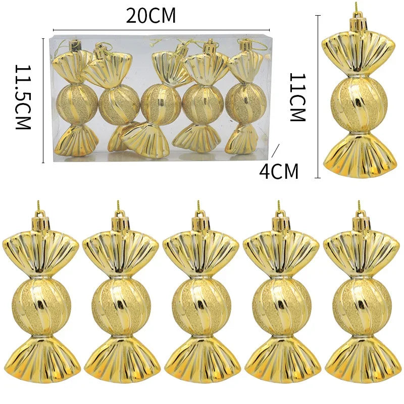 6 Pcs 2025 Christmas Lollipop And Candy Cane Ornaments For Tree Decor And Gift