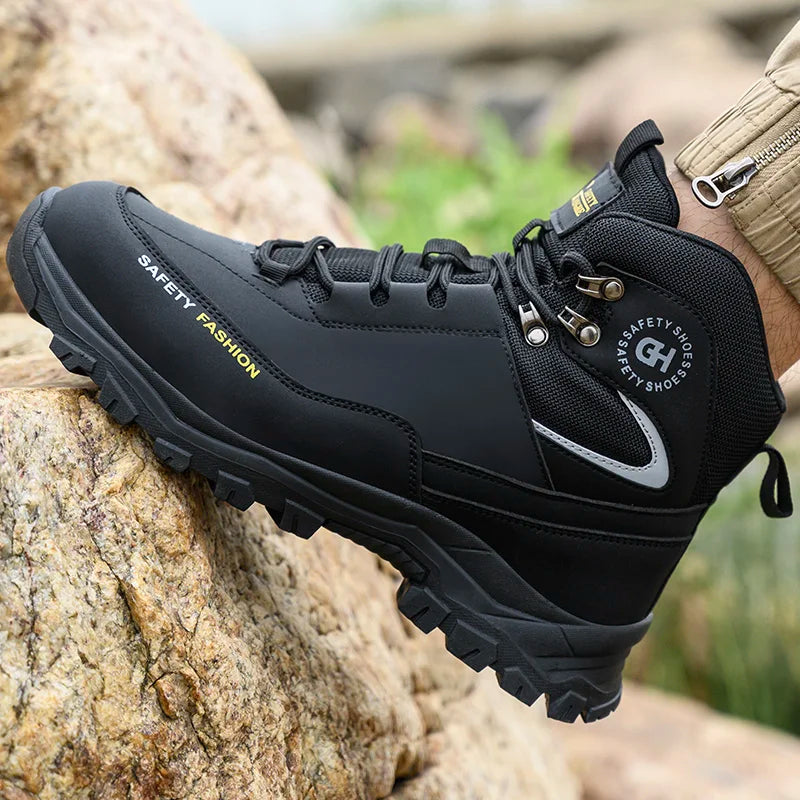 Men Steel Toe Safety Boots High Top Waterproof Work Shoes