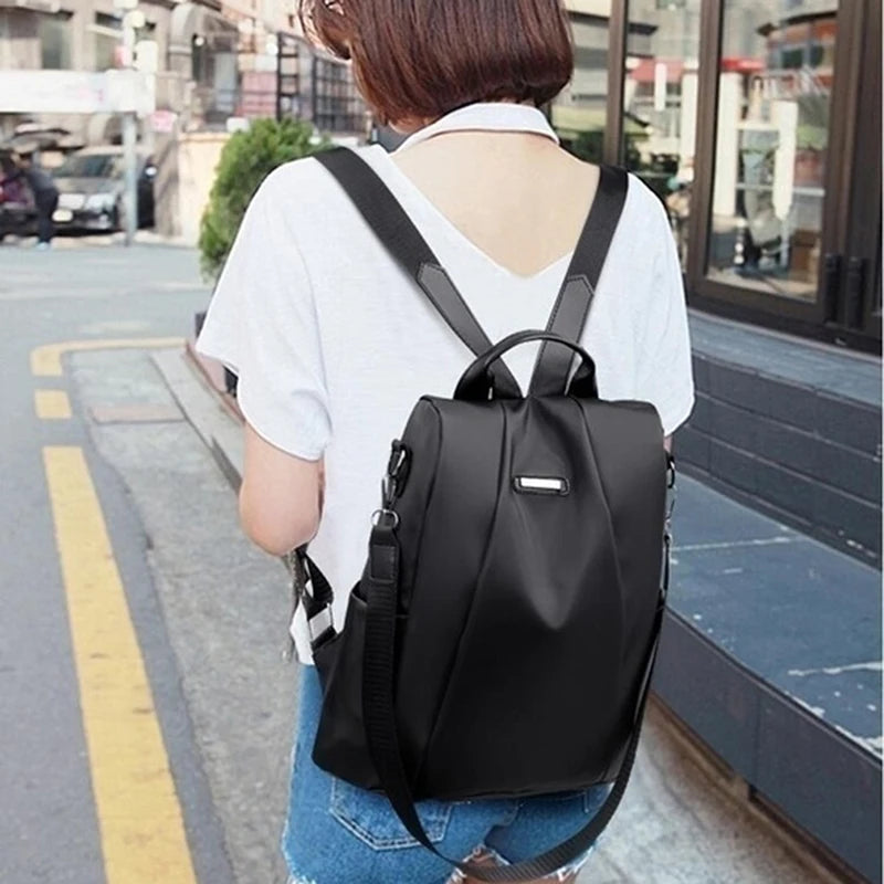 New Women's Multifunction Backpack Solid Color School Bag